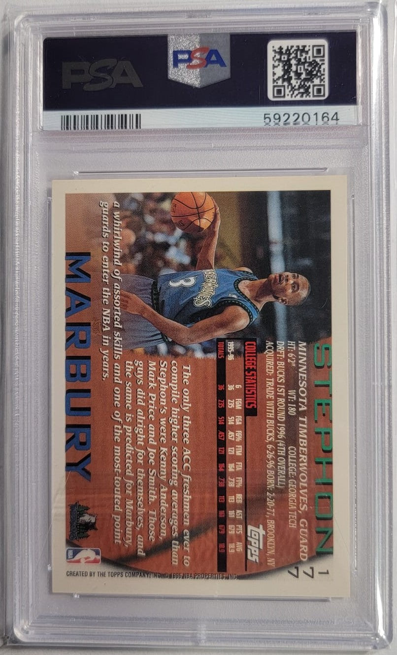 1996 Topps Stephenson Marbury PSA 10 (Back)